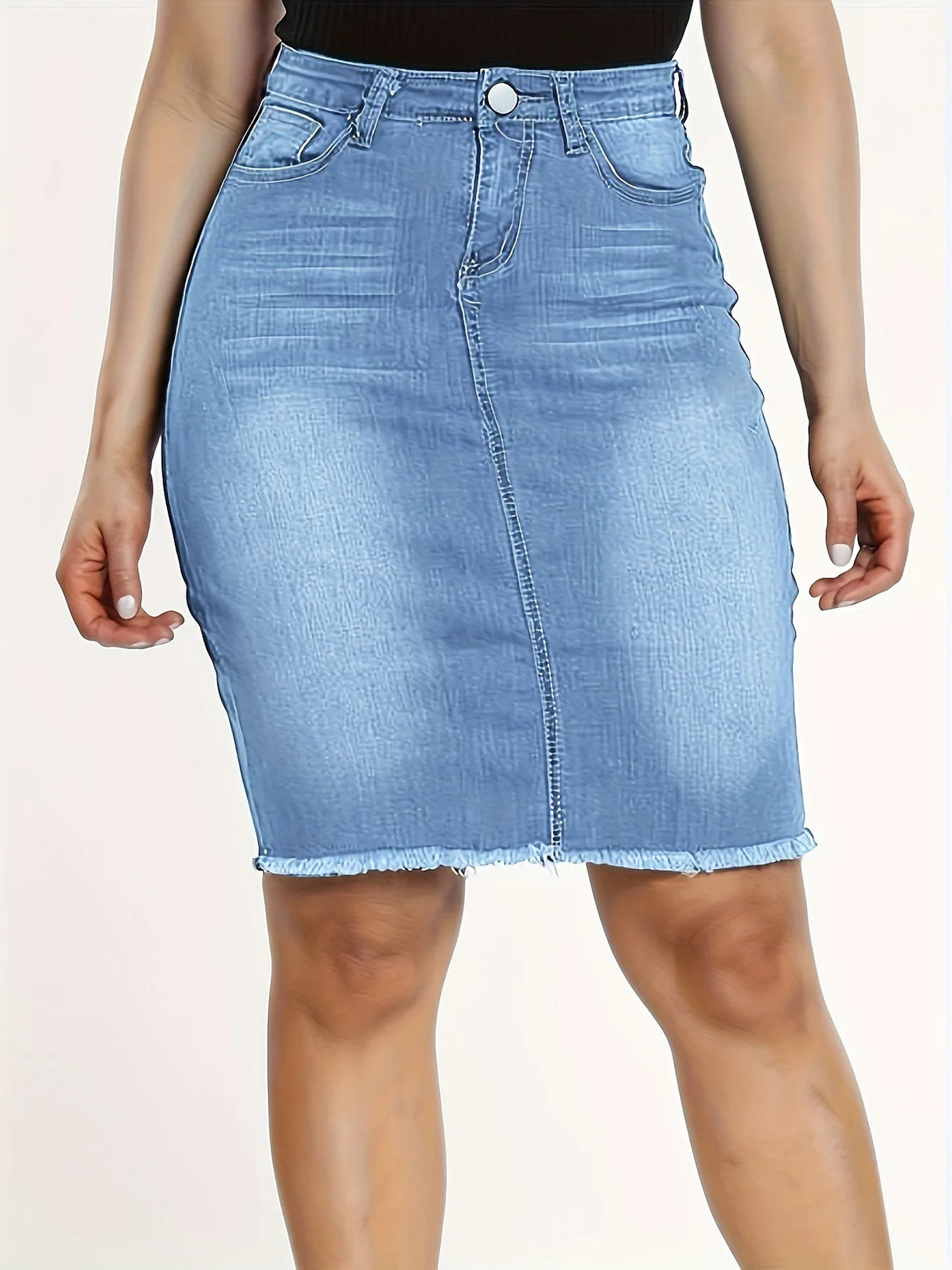 Women’s High Waist Casual Stretch Denim Jean Skirt