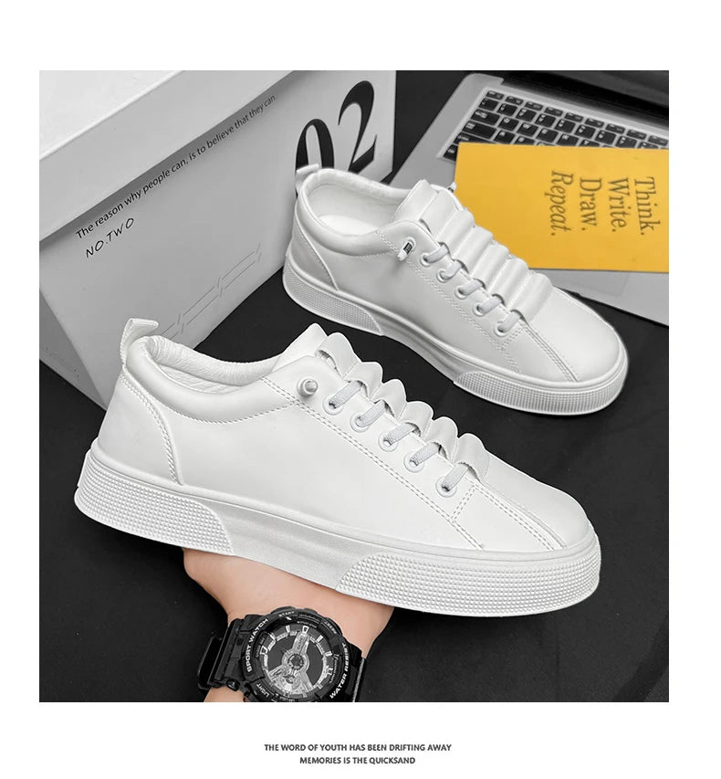 Men’s Casual Lightweight PU Leather Sneakers