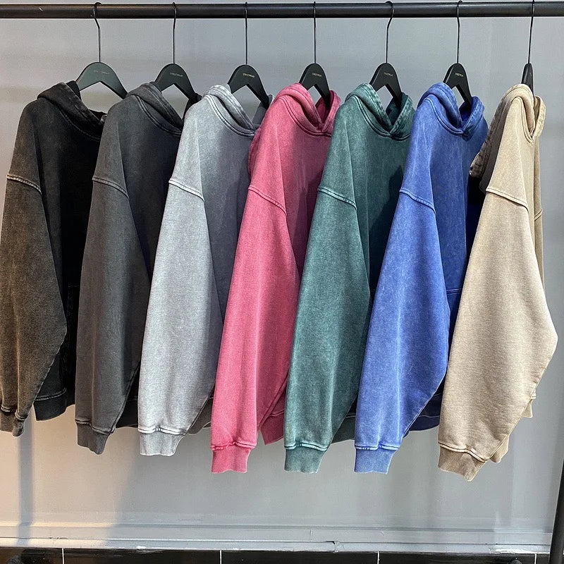 Vintage Washed Hoodie – Unisex Retro Streetwear Pullover