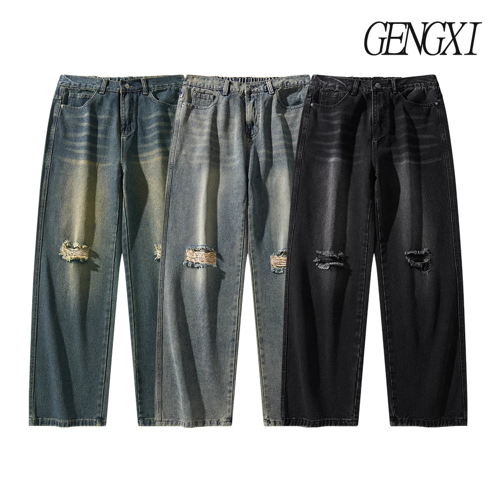 Trendy Men’s High Street Ripped Jeans