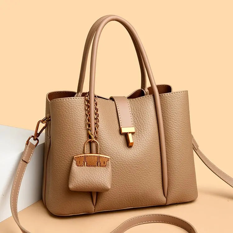 Stylish Women’s Leather Handbag with Zippered Compartment