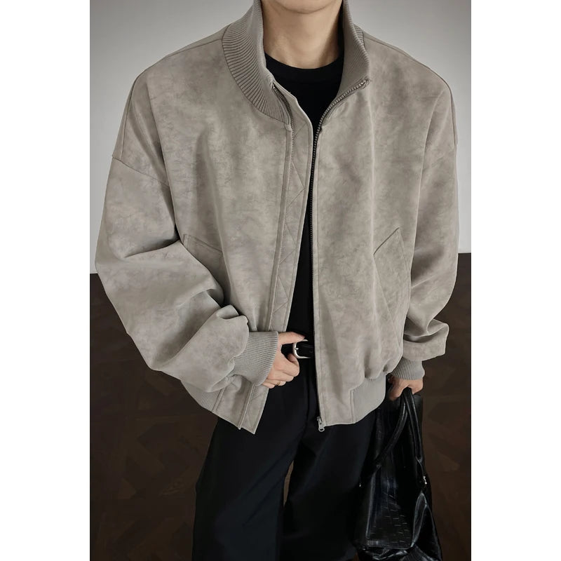 Men’s Autumn Tie-Dye Bomber Jacket – New Arrival Short Loose Fit Stand Collar Streetwear Casual Outerwear