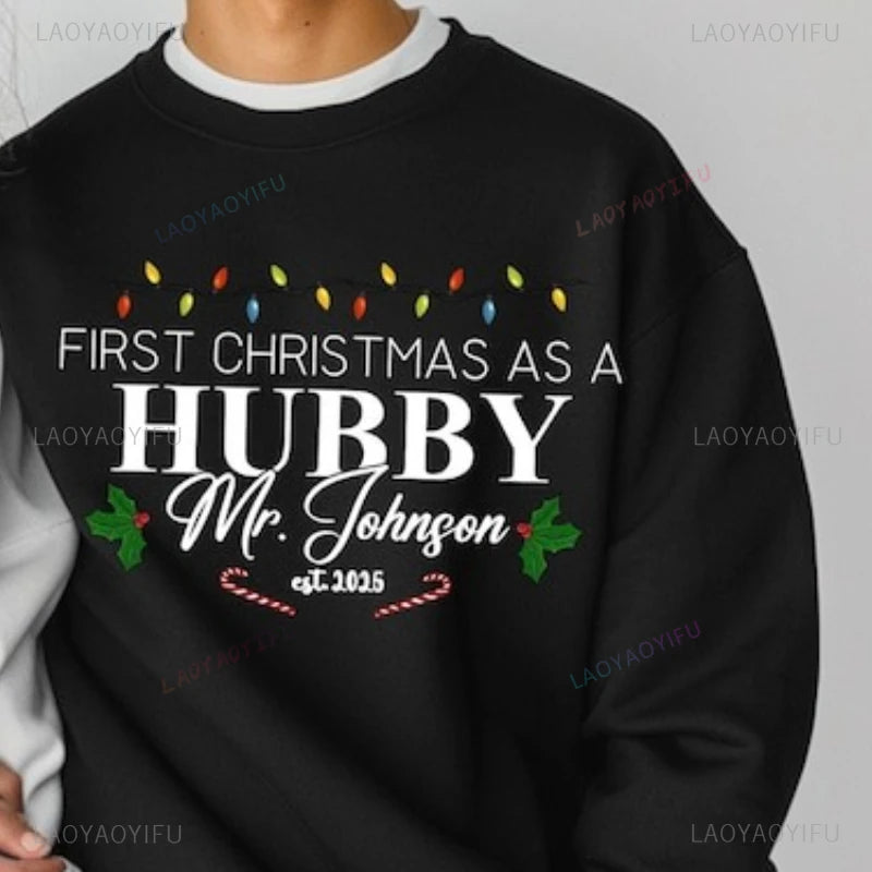 Custom “Our First Christmas as Mr & Mrs” Sweater – Hubby & Wifey Matching Sweatshirts | Newlywed Couple Christmas Gift