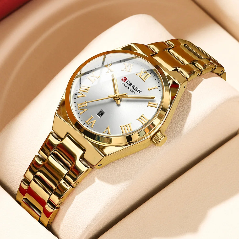 Women’s Small Face Watch – Stainless Steel Analog Quartz Watch with Calendar | Waterproof Ladies Wristwatch