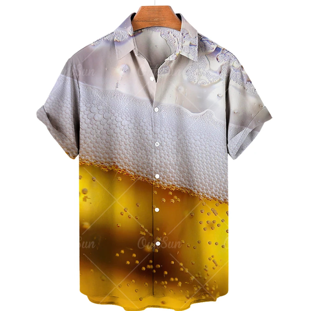 Men’s Beer Print Hawaiian Shirt