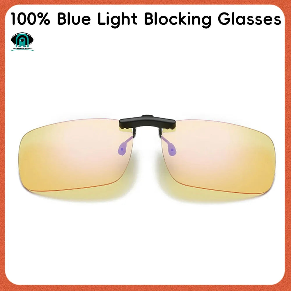 Clip-On Blue Light Blocking Glasses – 100% Red Lens Anti-Fatigue Detachable Filter for Gaming & Computer Use
