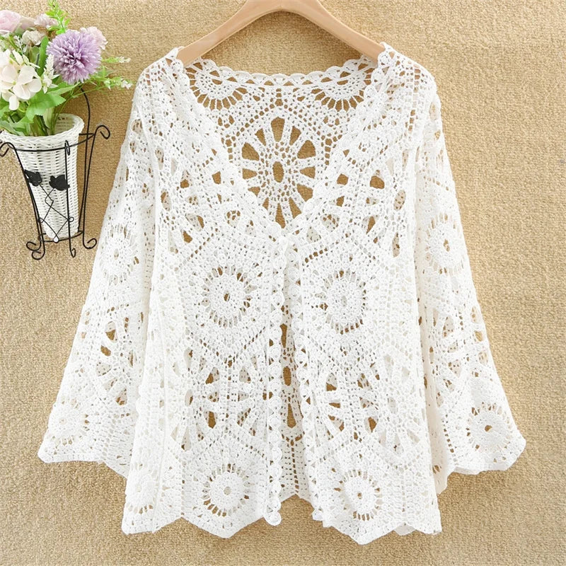 Women’s 2025 Lace Hollow Out Knitted Top