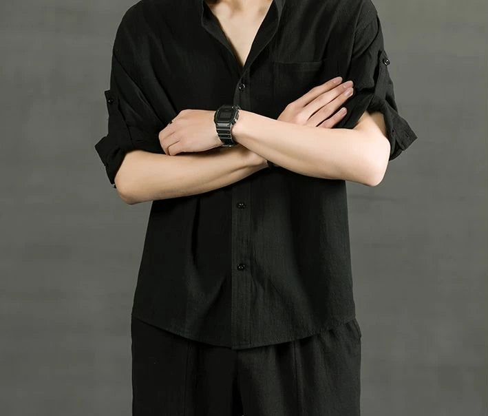 White Linen Cotton Half Sleeve Men’s Shirt