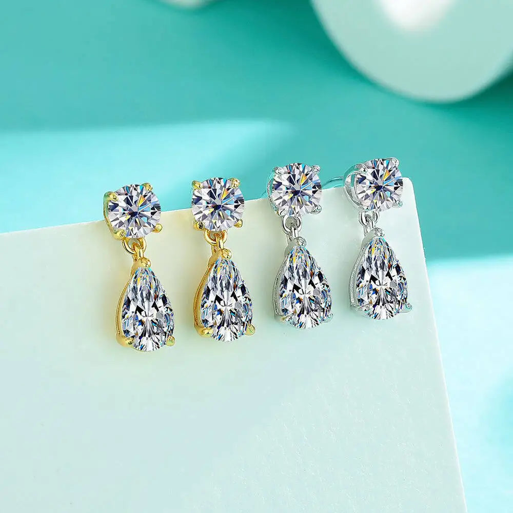 3CT D-Color VVS1 Moissanite Drop Earrings – 925 Sterling Silver Minimalist Jewelry