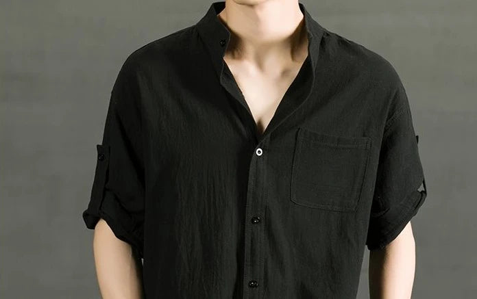 White Linen Cotton Half Sleeve Men’s Shirt