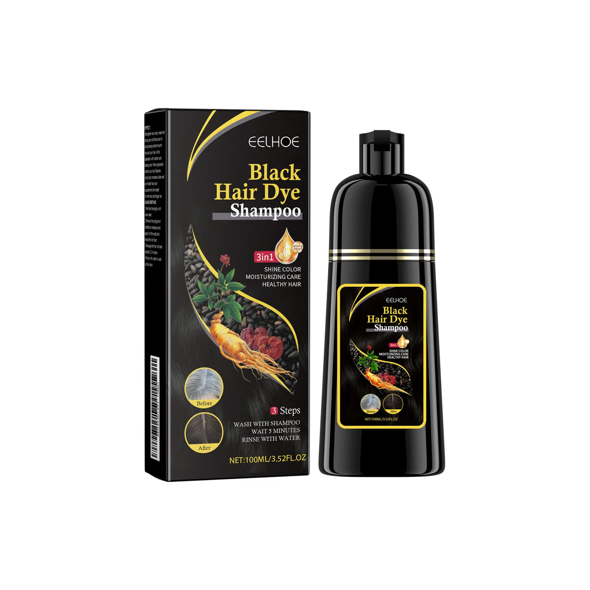 3 in 1 100ml Natural Plant Hair Dye Shampoo