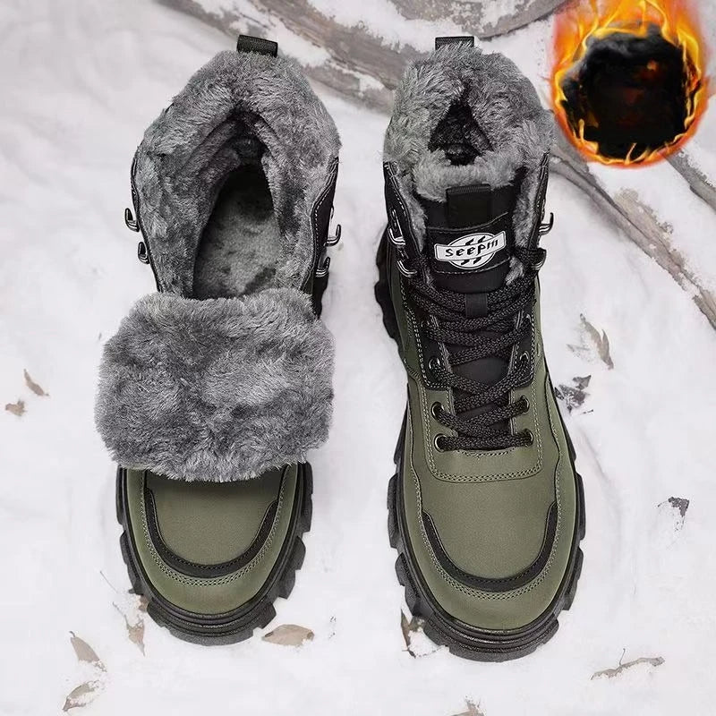 Men’s Waterproof Winter Snow Boots – Warm Outdoor Hiking & Work Shoes