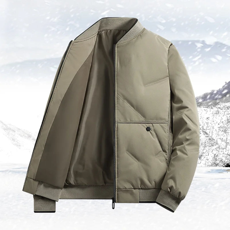 Men's Jacket Autumn Winter Thickened Warm Comfortable Breathable Casual Coat Outdoor Solid Color Windproof Zippered Jacket