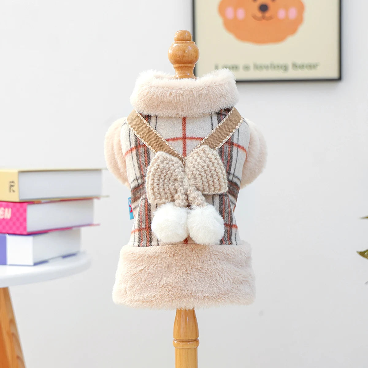 Pet Cat & Dog Winter Jacket – Thickened Warm Coat with Bow Decoration