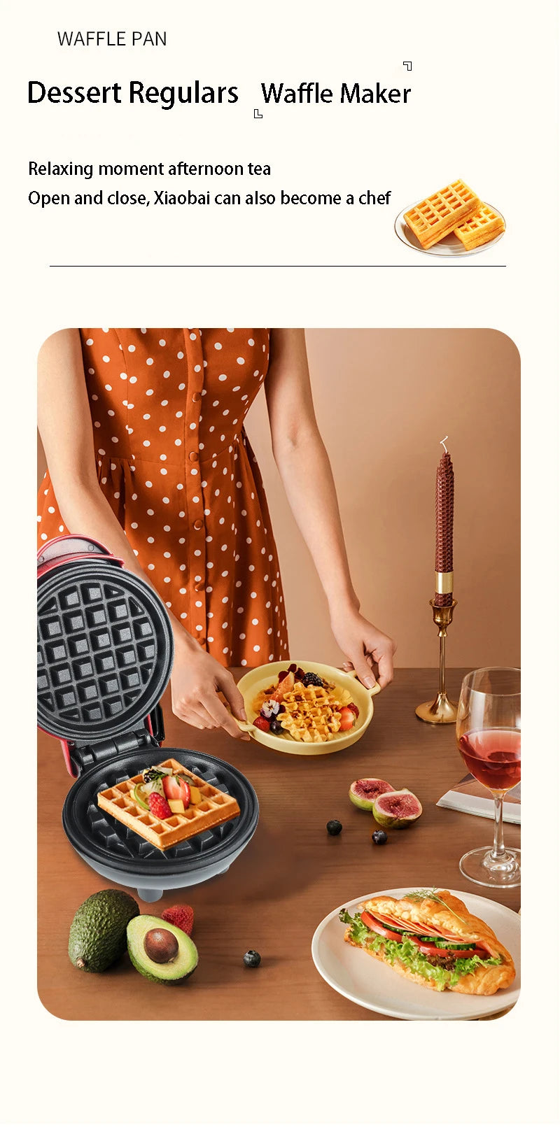 Electric Mini Color Waffle Maker Machine – Compact Breakfast & Dessert Maker for Kid