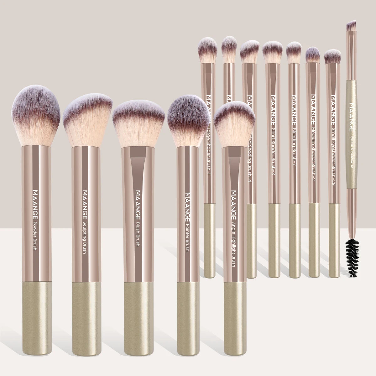 MAANGE 13PCS Cosmetic Brush Kit – Face, Blush, Eyeshadow & Kabuki Blending Makeup Tools