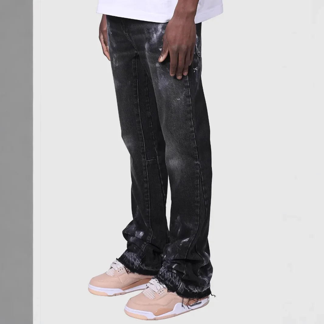 2025 Streetwear Men’s Washed Denim Jeans with Utility Pockets
