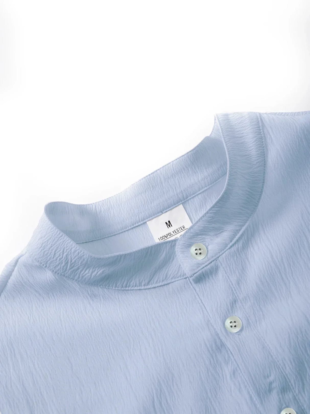 Men’s Classic Casual Stand-Up Collar V-Neck Long Sleeve Shirt