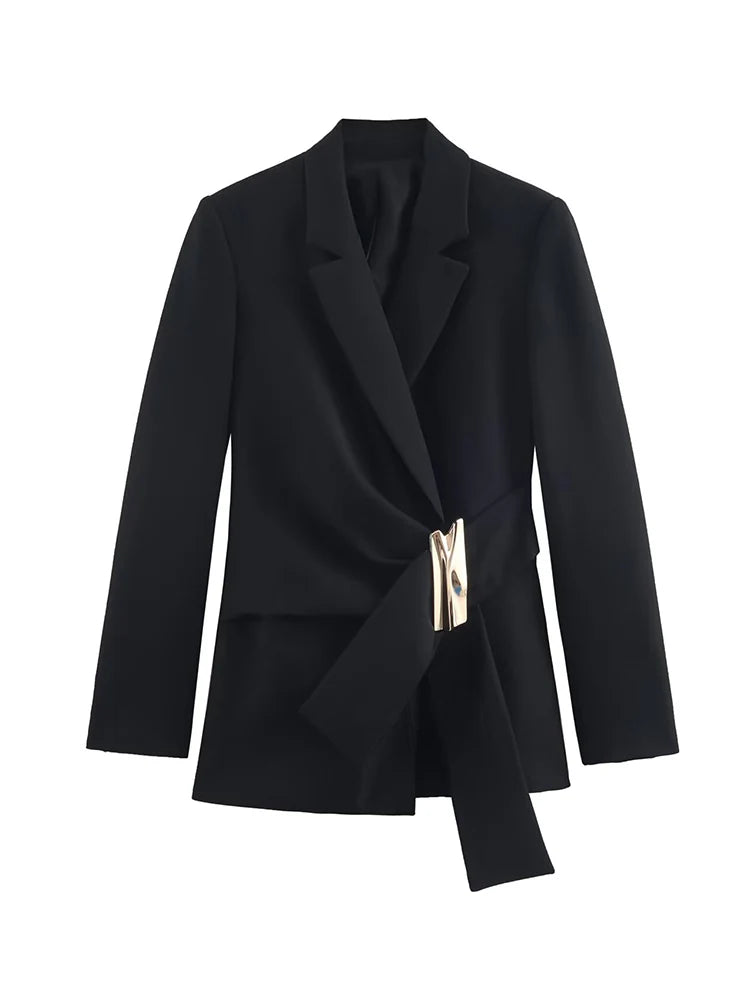 Women’s Two Piece Office Set – Chic Blazer Coat and High Waist Pants