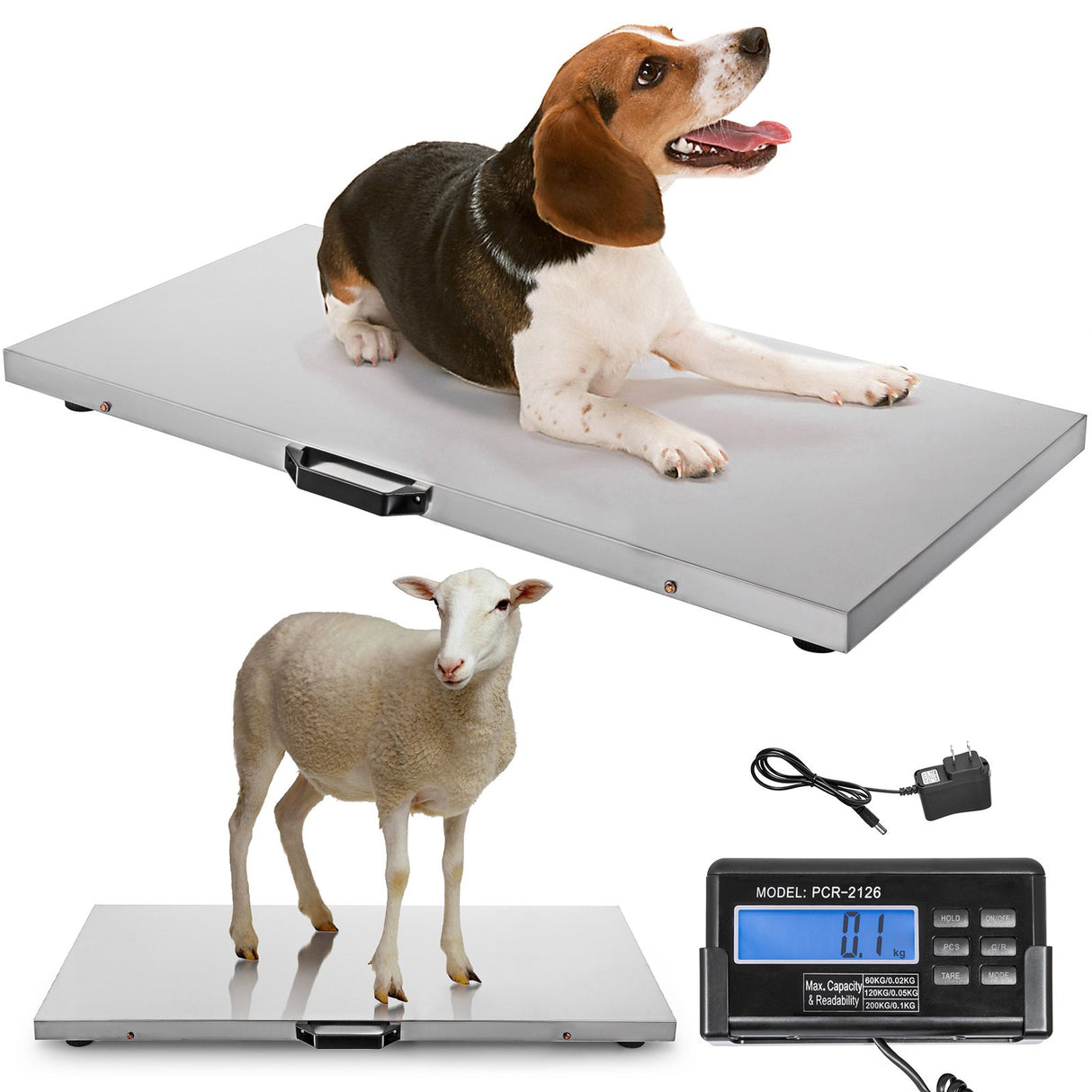 880lb Heavy-Duty Livestock Scale – Large Stainless Steel Platform Digital Floor Scale for Animals, Shipping & Industrial Use (40.6×20.9 in)