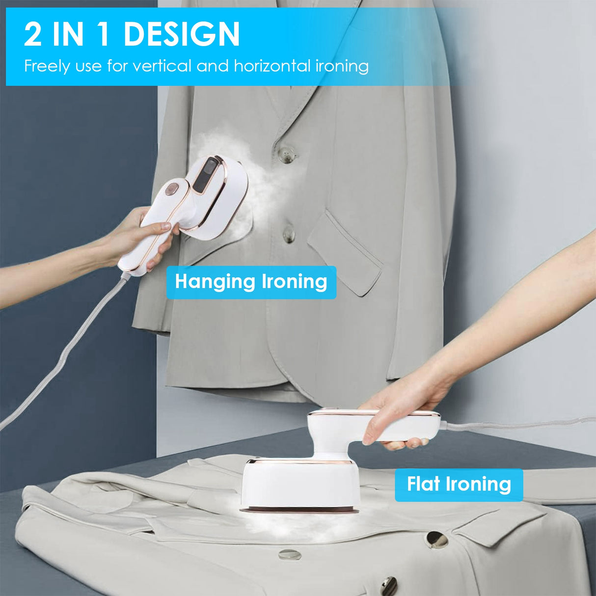 1000W Portable Handheld Garment Steamer – 10s Fast Heating Wrinkle Remover | 180° Rotatable Handle for Home, Office & Travel