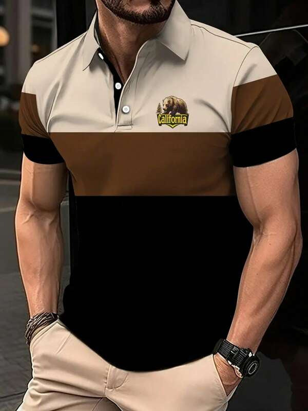 Men’s Casual Printed Button‑Up Shirt – Lightweight Lapel Collar Short Sleeve Top for Everyday, Beach, and Summer Wear