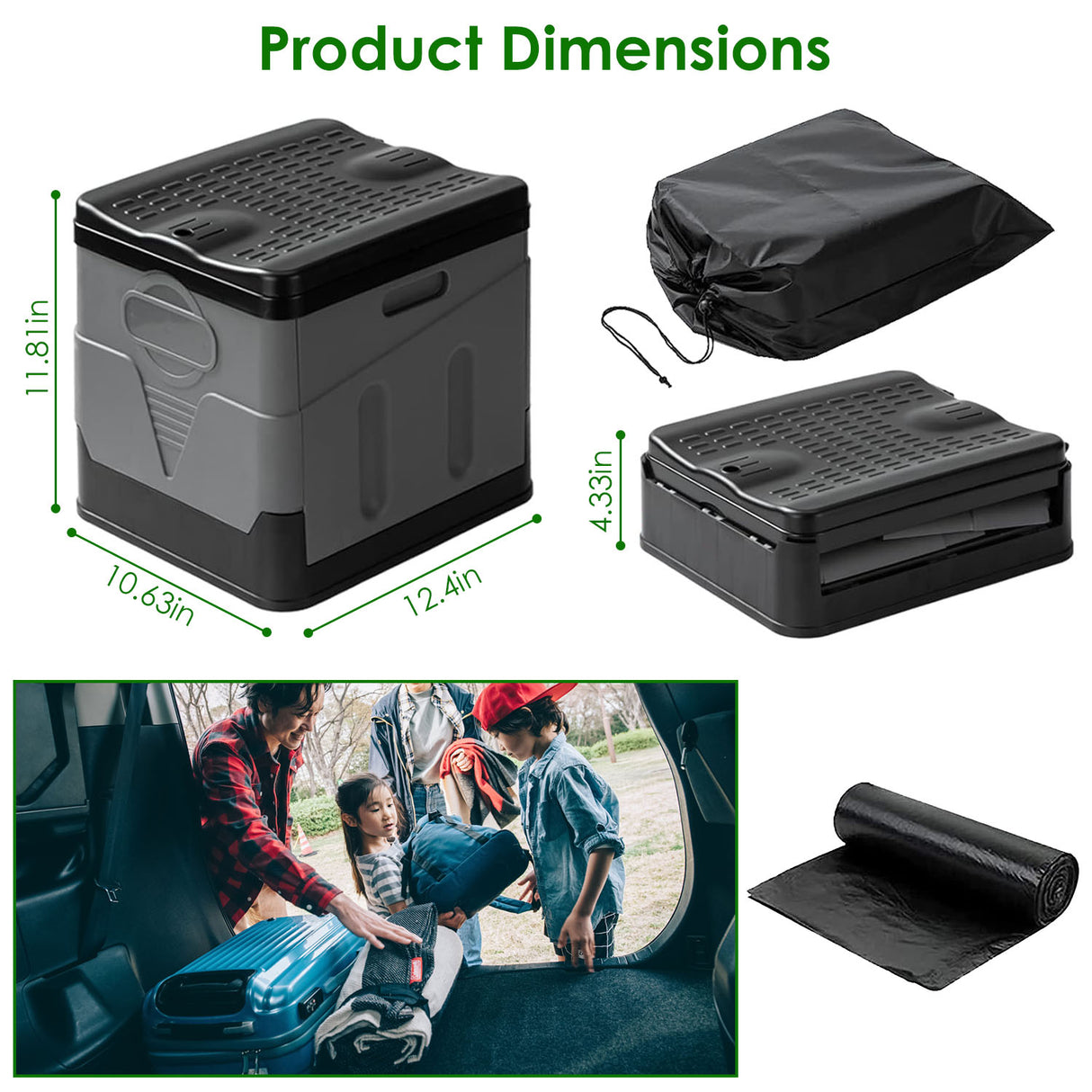 Portable Foldable Camping Toilet with Lid & Carry Bag - Emergency Travel Potty for Car, Hiking & Boating