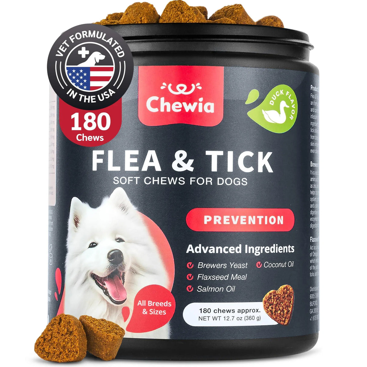 Dog Flea And Tick Treatment Chews FleaTick Prevention For Dogs Chewables Natural Dog Flea & Tick Control Soft Treats Immune Support Supplement