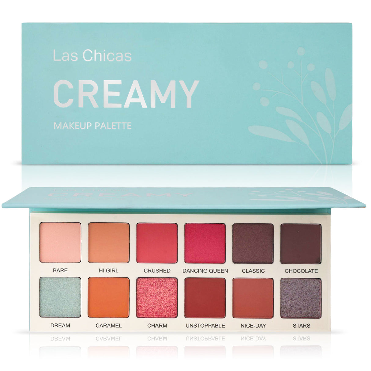 Las Chicas 12-Color High Pigment Eyeshadow Palette – Silky Cream Makeup with Rich Color Payoff | Cruelty-Free Beauty Palette