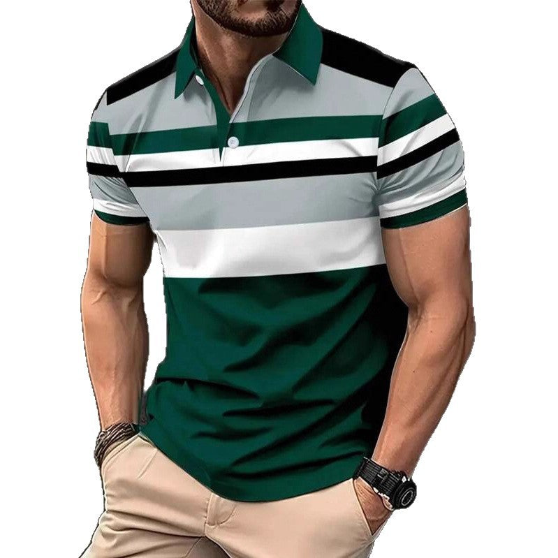 Men’s Casual Printed Button‑Up Shirt – Lightweight Lapel Collar Short Sleeve Top for Everyday, Beach, and Summer Wear