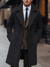 Fall Winter Men’s Woolen Coat – Double-Breasted Long Overcoat | Classic Warm Business & Casual Outerwear
