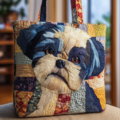 Lightweight Canvas Dog Print Tote & Shoulder Bag – 300g Casual Reusable Shopping Handbag