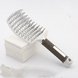 Large Curved Boar Bristle Hair Brush – Massage Comb for Curly & Wavy Hair | Anti-Frizz Detangling & Styling Hairbrush
