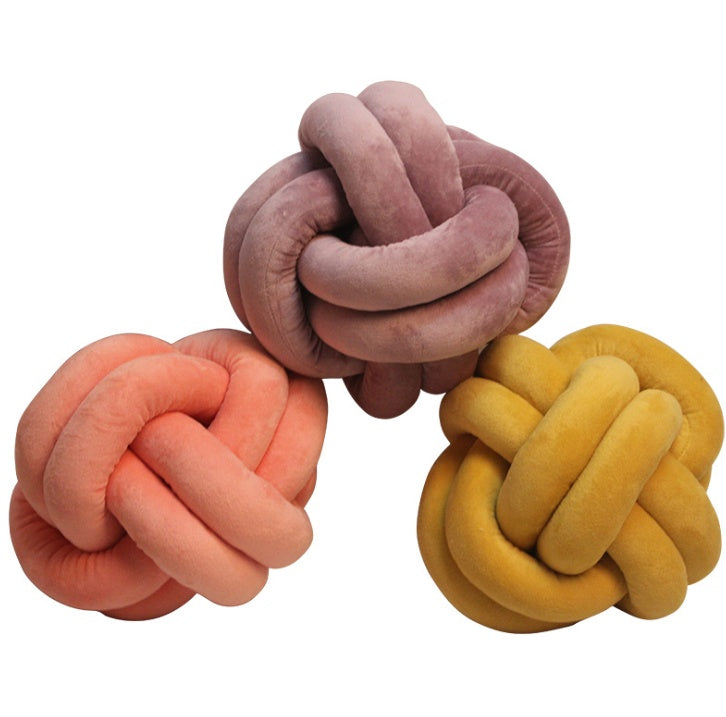 Knotted Plush Ball Round Throw Pillow – Soft Decorative Knot Cushion for Sofa, Bed & Home Décor