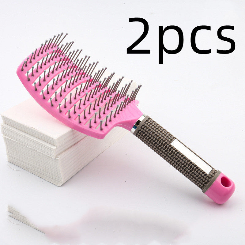 Large Curved Boar Bristle Hair Brush – Massage Comb for Curly & Wavy Hair | Anti-Frizz Detangling & Styling Hairbrush