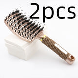 Large Curved Boar Bristle Hair Brush – Massage Comb for Curly & Wavy Hair | Anti-Frizz Detangling & Styling Hairbrush