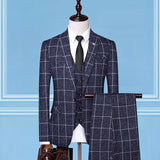 Men’s Checkered Three-Piece Suit – Professional Work Suit | Modern Business & Formal Men’s Clothing Trend
