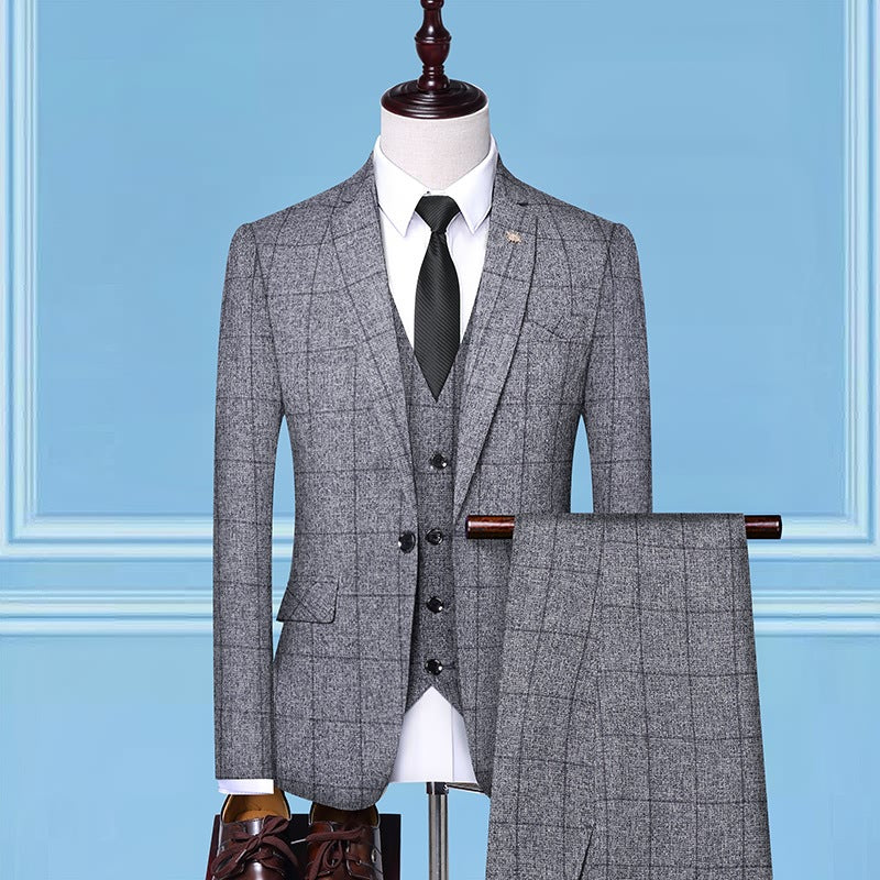 Men’s Checkered Three-Piece Suit – Professional Work Suit | Modern Business & Formal Men’s Clothing Trend