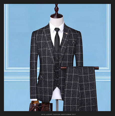 Men’s Checkered Three-Piece Suit – Professional Work Suit | Modern Business & Formal Men’s Clothing Trend