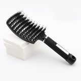 Large Curved Boar Bristle Hair Brush – Massage Comb for Curly & Wavy Hair | Anti-Frizz Detangling & Styling Hairbrush