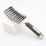 Large Curved Boar Bristle Hair Brush – Massage Comb for Curly & Wavy Hair | Anti-Frizz Detangling & Styling Hairbrush