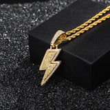 Lightning Hip Hop Pendant Necklace – Micro-Inlaid Zircon Fashion Jewelry, Trendy Hip Hop Street Style Accessory