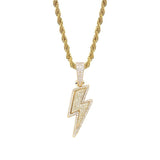 Lightning Hip Hop Pendant Necklace – Micro-Inlaid Zircon Fashion Jewelry, Trendy Hip Hop Street Style Accessory