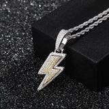 Lightning Hip Hop Pendant Necklace – Micro-Inlaid Zircon Fashion Jewelry, Trendy Hip Hop Street Style Accessory