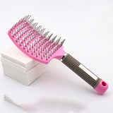 Large Curved Boar Bristle Hair Brush – Massage Comb for Curly & Wavy Hair | Anti-Frizz Detangling & Styling Hairbrush
