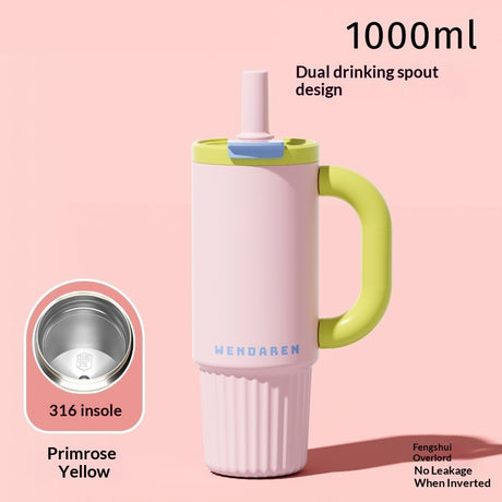 Ceramic-Lined Insulated Water Mug – Stainless Steel, Straw Lid, Perfect for Travel & Outdoors