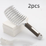 Large Curved Boar Bristle Hair Brush – Massage Comb for Curly & Wavy Hair | Anti-Frizz Detangling & Styling Hairbrush