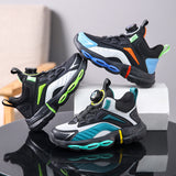 Autumn And Winter Non-slip Outdoor New Rotating Buckle Children's Waterproof Leather Basketball Shoes