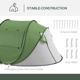 Pop-Up Camping Tent with Porch & Carry Bag – 2–3 Person, 3000mm, Waterproof, Green