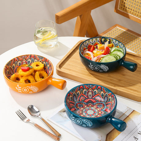 Glazed Ceramic Salad & Dessert Bowl – Household Serving Bowl for Salad, Fruit, Snacks & Desserts